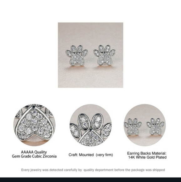 🐾🐾NEW🐾🐾Super Adorable Paw Print earrings with CZ'S - Picture 4 of 13